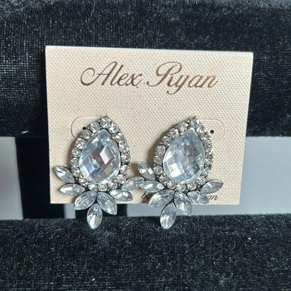 Alex Ryan Glamorous Silver Earrings | Drop Earrings | Bling | Faux Diamonds